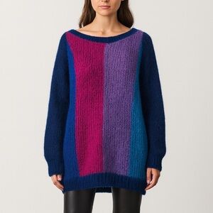 Maiami NWT Colorblock Alpaca Blend Sweater Women's Small Medium Cozy Luxury